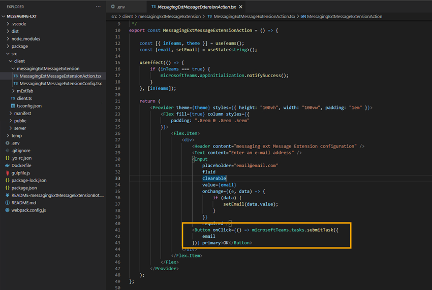 How to create Action based Messaging Extension as Teams App